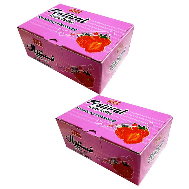 تافی قلمی توت فرنگی فستیوال  شیرین عسل - 620 گرم بسته 2عددی